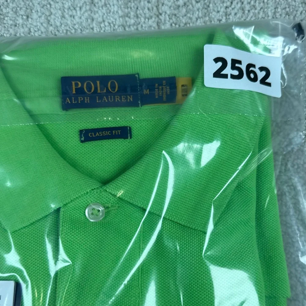 NEW Polo Ralph Lauren Mens Medium Green Classic Fit Mesh Cotton Polo Shirt